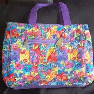 Laurel Burch Quilted Cat Bag w/ Metal Cat Accents